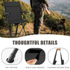 Foldable swivel patio chair with armrest, black mesh back, featuring non-skid feet for stability on any terrain.