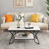 2-Tier Faux Marble Coffee Table with Marble Top and Metal Frame-Black & White - Gallery View 1 of 10