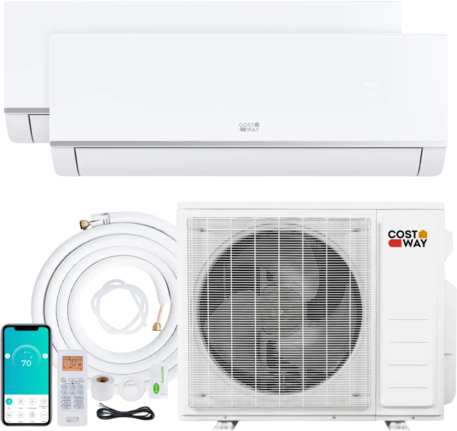 Costway Blast Pro 20,000 BTU 2 Zone 23 SEER2 Mini Split AC Heat Pump 21654806 New