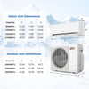 Indoor and outdoor unit dimensions for the Blast Pro 20000 BTU Mini Split AC with Heat Pump, ideal for efficient.