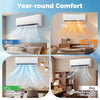 Blast Pro Series 12000 BTU mini split air conditioner and heater showing cooling, heating, and fan modes for year-round.