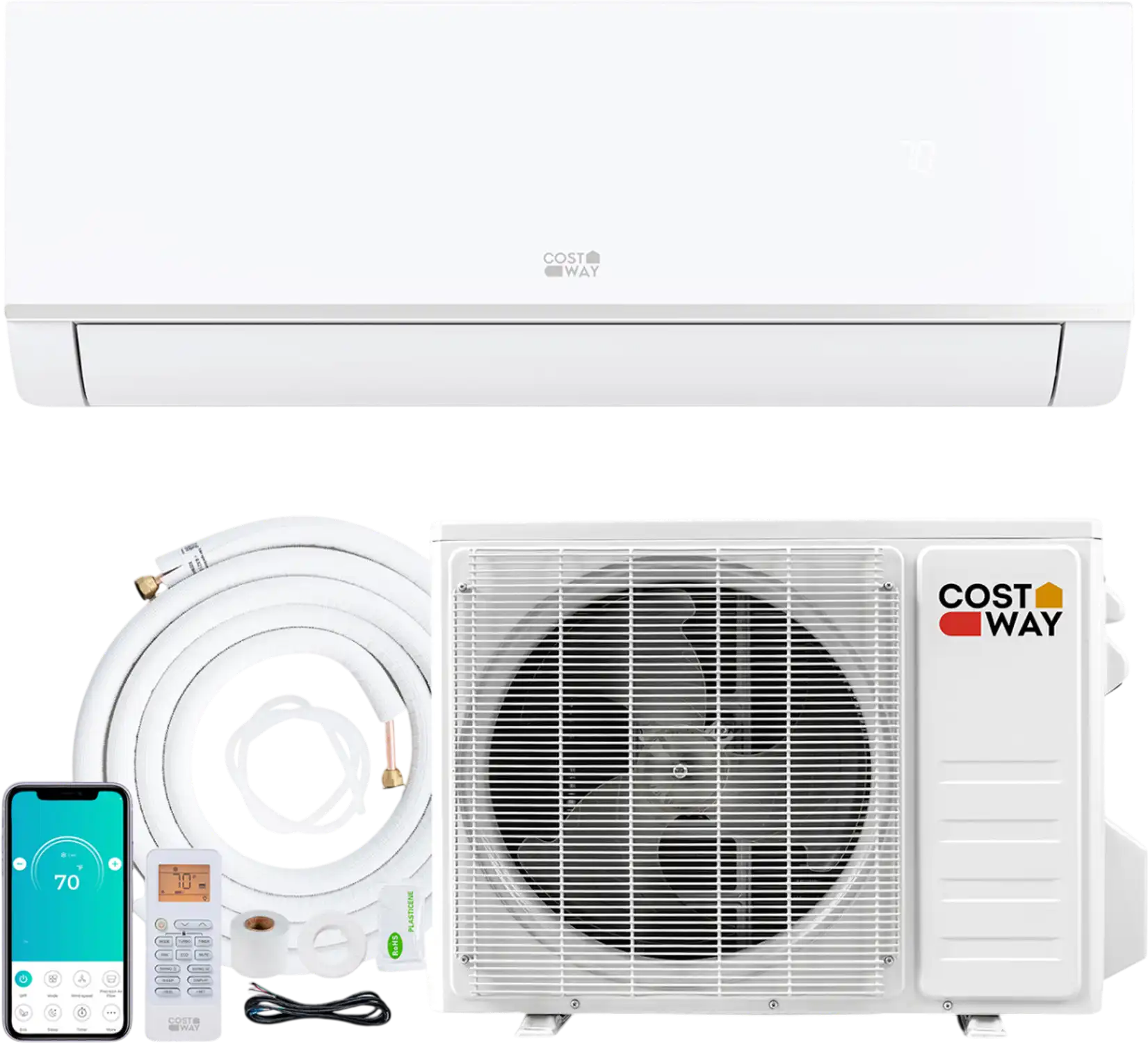 Costway 24000 BTU 20 SEER2 WiFi Mini Split Air Conditioner Heater 208-230V 26927522 New