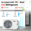 Ductless mini split air conditioner and heater with R32 refrigerant, 9000 BTU, for efficient cooling and heating up to.