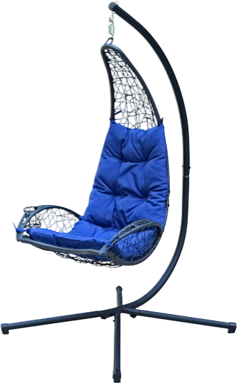 Algoma Cushioned Rattan Wicker Hanging Chair with Stand 6.5 ft New