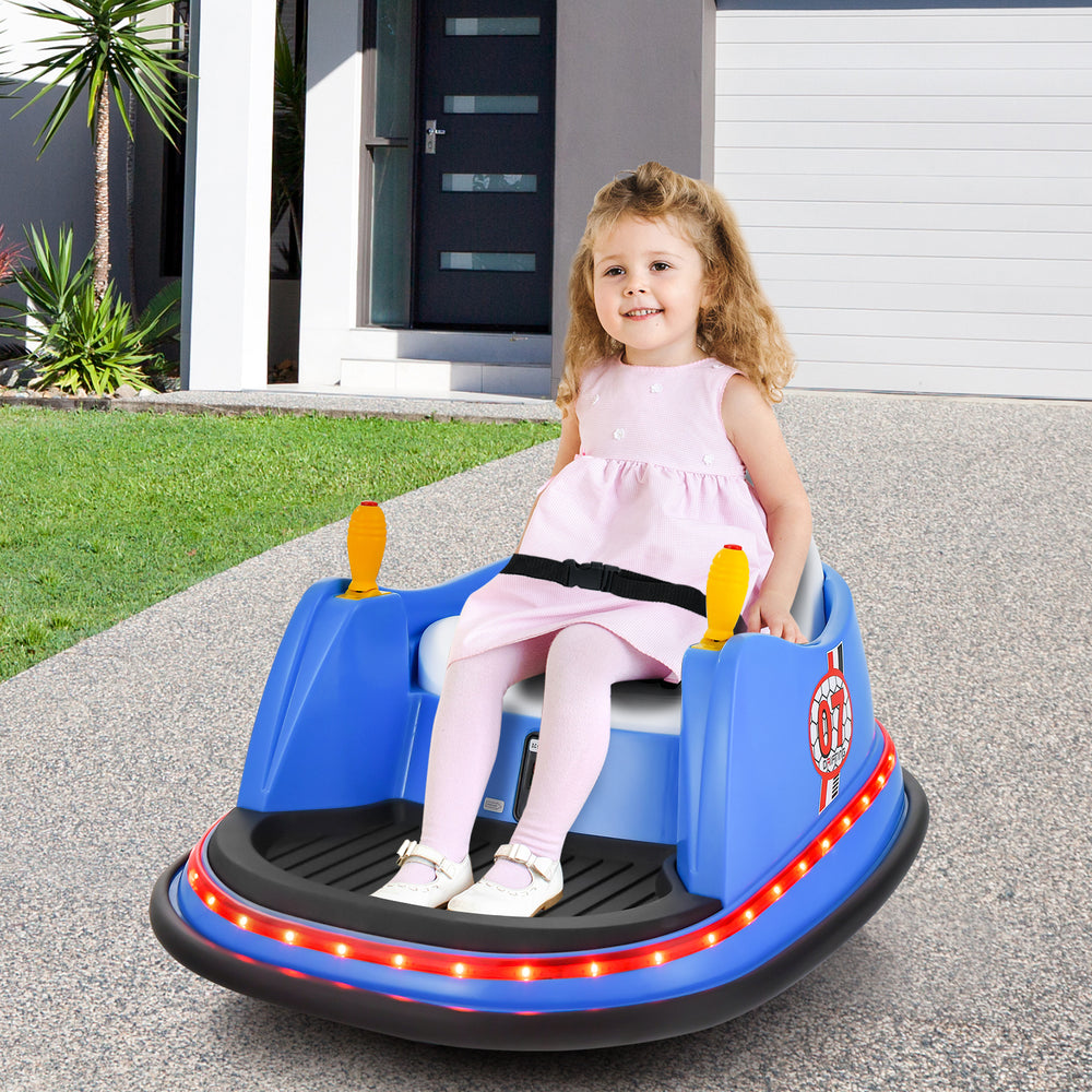 12V Electric Kids Ride On Bumper Car with Flashing Lights for Toddlers-Blue - Gallery View 1 of 13
