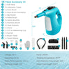 1400W handheld steam cleaner in blue with 14-piece accessory kit, featuring ergonomic handle and safety lock for easy.