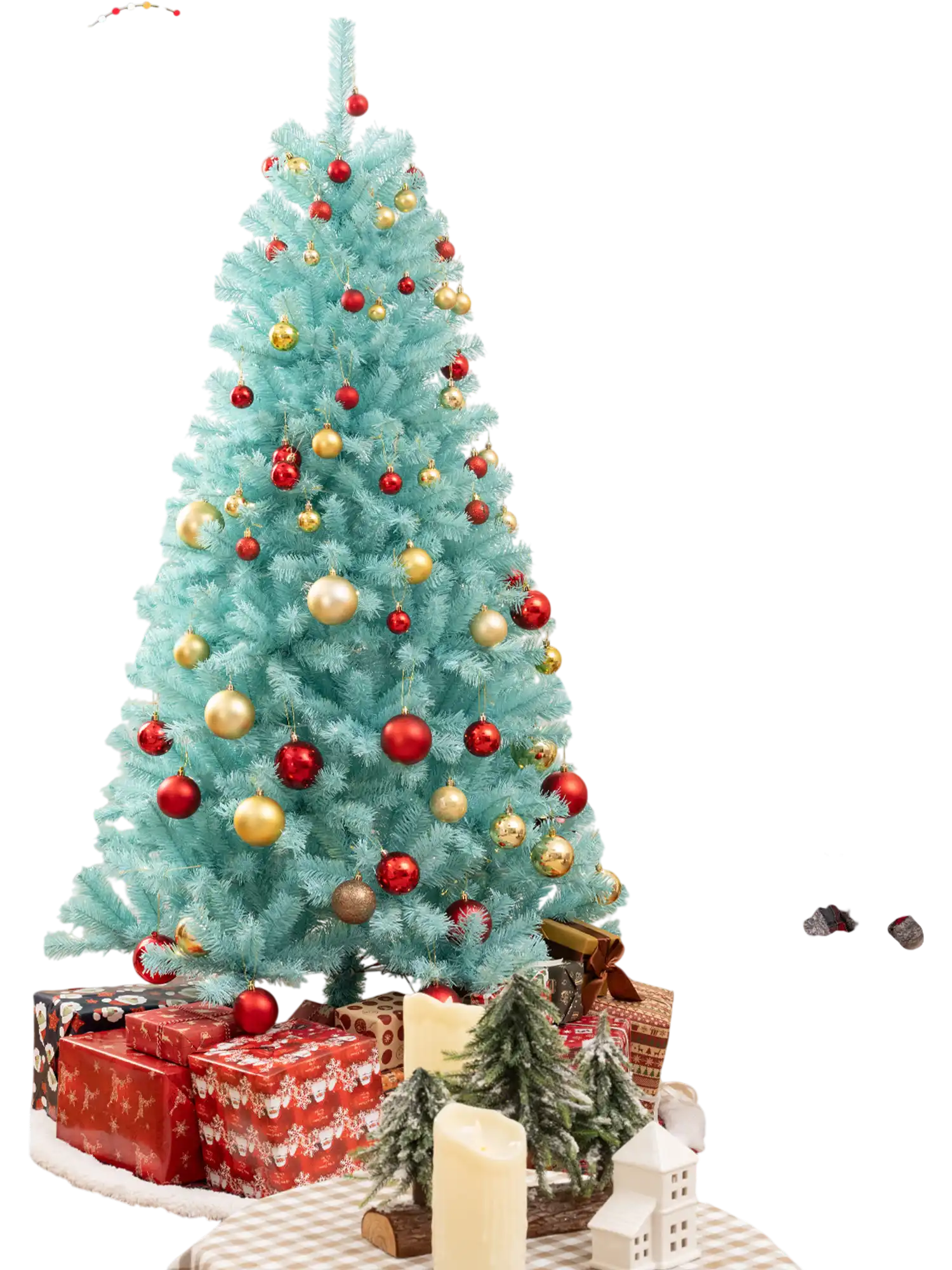 Costway 6' Blue Artificial Christmas Tree 280 Warm White LED Lights Foldable Metal Stand 31768259 New