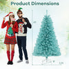 6ft blue artificial Christmas tree with warm white LED lights, featuring a foldable metal stand and full-bodied branch.