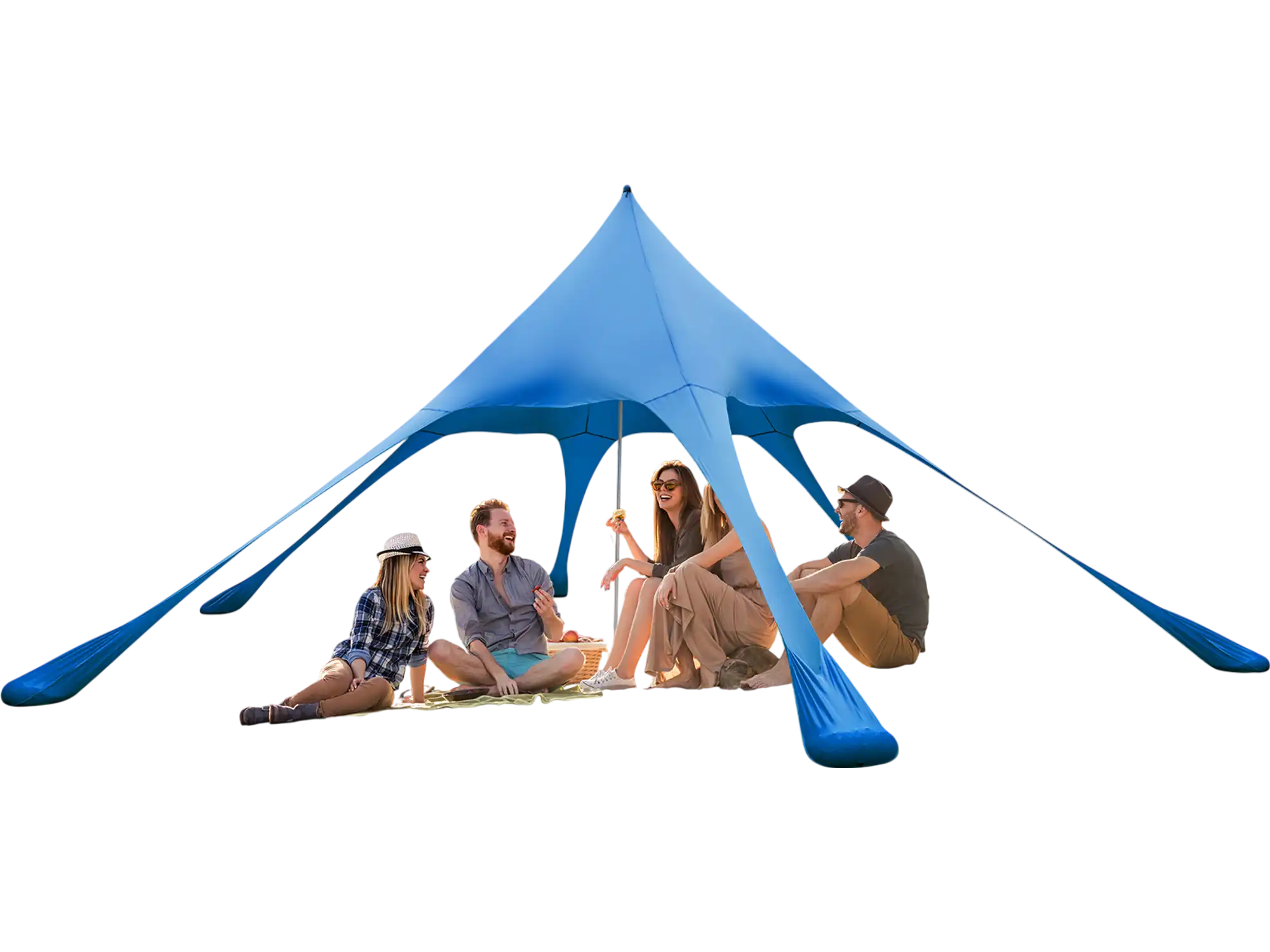 Costway 20' x 20' Beach Canopy Tent UPF50+ Sun Protection Shovel Blue 75483269 New
