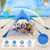Blue 20 x 20 feet beach canopy tent with UPF50+ sun protection, suitable for 2-3 adults, featuring durable Lycra fabric.