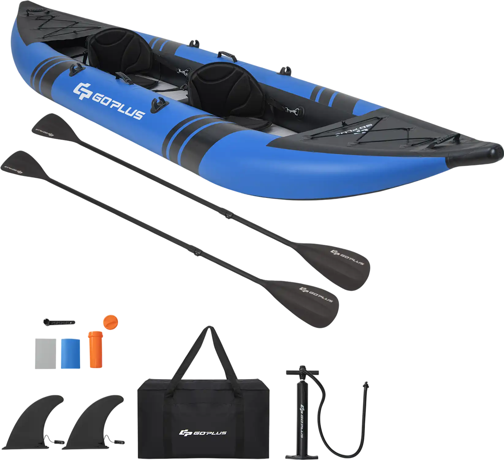 Costway Inflatable 2-Person Kayak Set w/ Aluminum Oars & Repair Kit 67158234 New