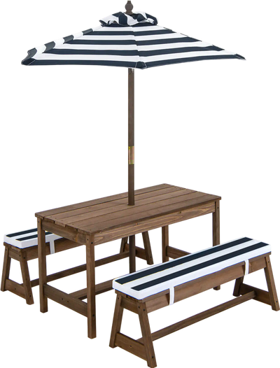 Costway Kids Picnic Table & Chairs w/ Cushions Height Adjustable Umbrella 97514832 New