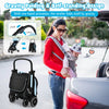 Lightweight blue baby stroller with one-hand folding design, aluminum frame, and anti-shock wheels for easy travel.