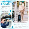 Lightweight blue baby stroller with aluminum frame, one-hand folding design, and compact size for easy travel.