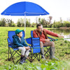 Portable Folding Picnic Double Chair with Umbrella-Blue - Gallery View 1 of 10