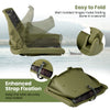 Folding low back boat chair in green with PVC surface, ergonomic support, and enhanced strap fixation for secure.