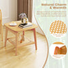 Boho bamboo sofa side table with faux rattan shelf, featuring elegant curves and 2-tier storage for stylish.