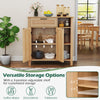 Boho buffet sideboard storage cabinet with rattan woven doors, adjustable shelf, ideal for coffee makers and tableware.