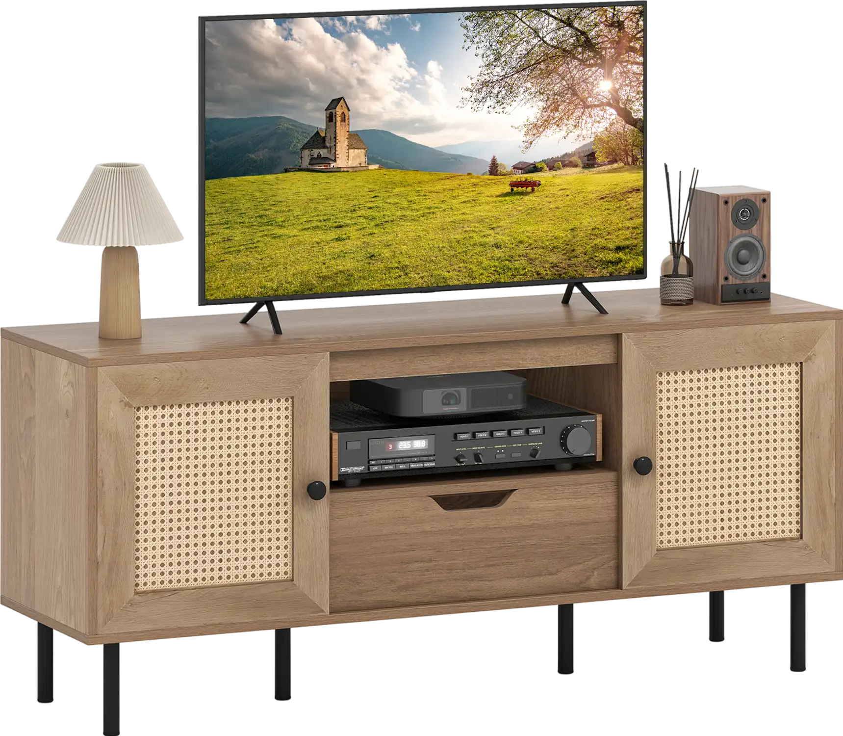 Costway Boho TV Stand Entertainment Center for 60