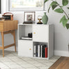 4-cube bookcase in white with 2 cabinets and spacious top, ideal for corner storage and organization.