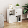 4-cube bookcase in white featuring 2 cabinets and spacious top, ideal for compact storage in any corner space.