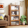 4-Tier Bamboo Bookcase with Doors for Study Room Living Room-Brown - Gallery View 1 of 10