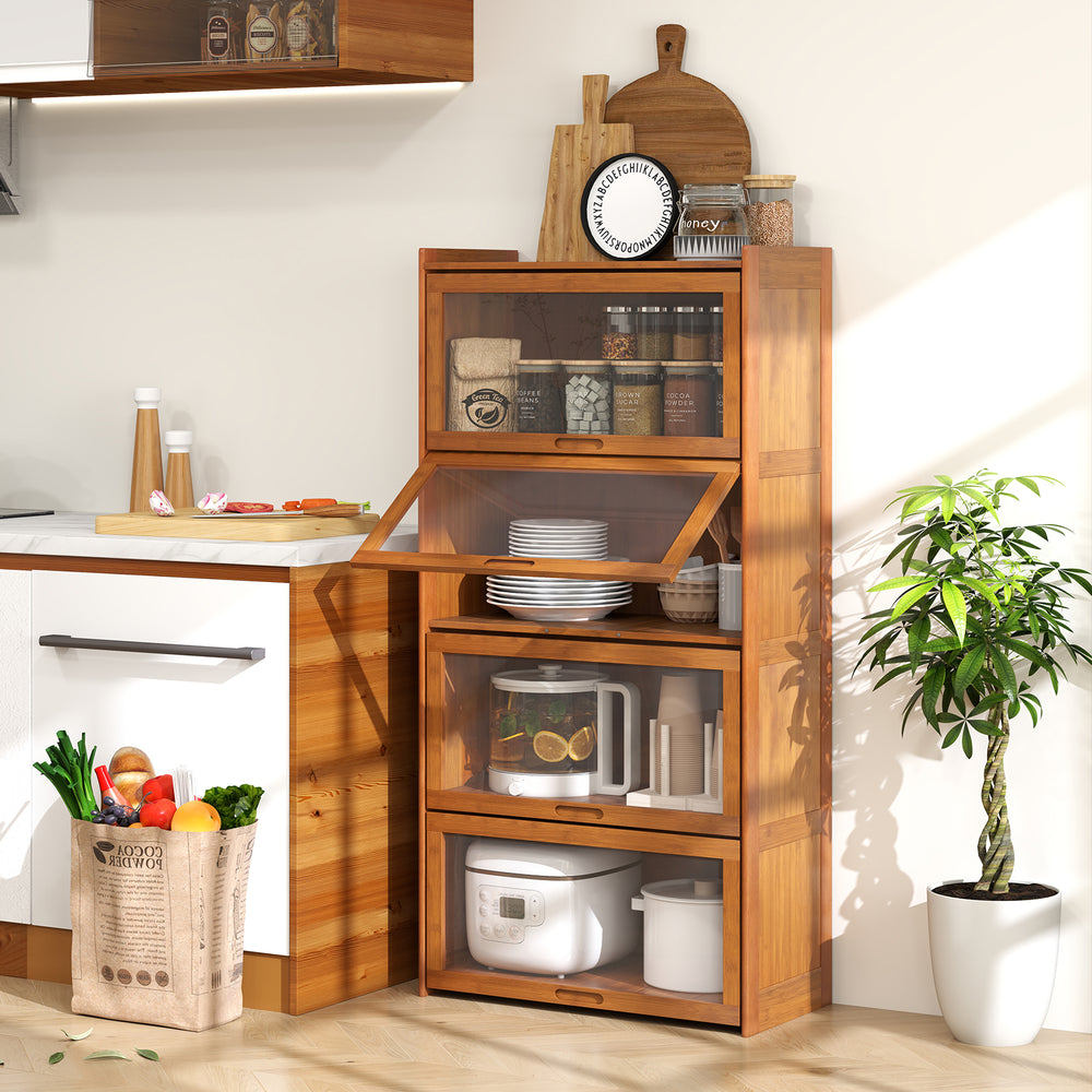 Bamboo bookcase showcasing a natural finish, with ample space for crafts and decor, perfect for a study or living room.