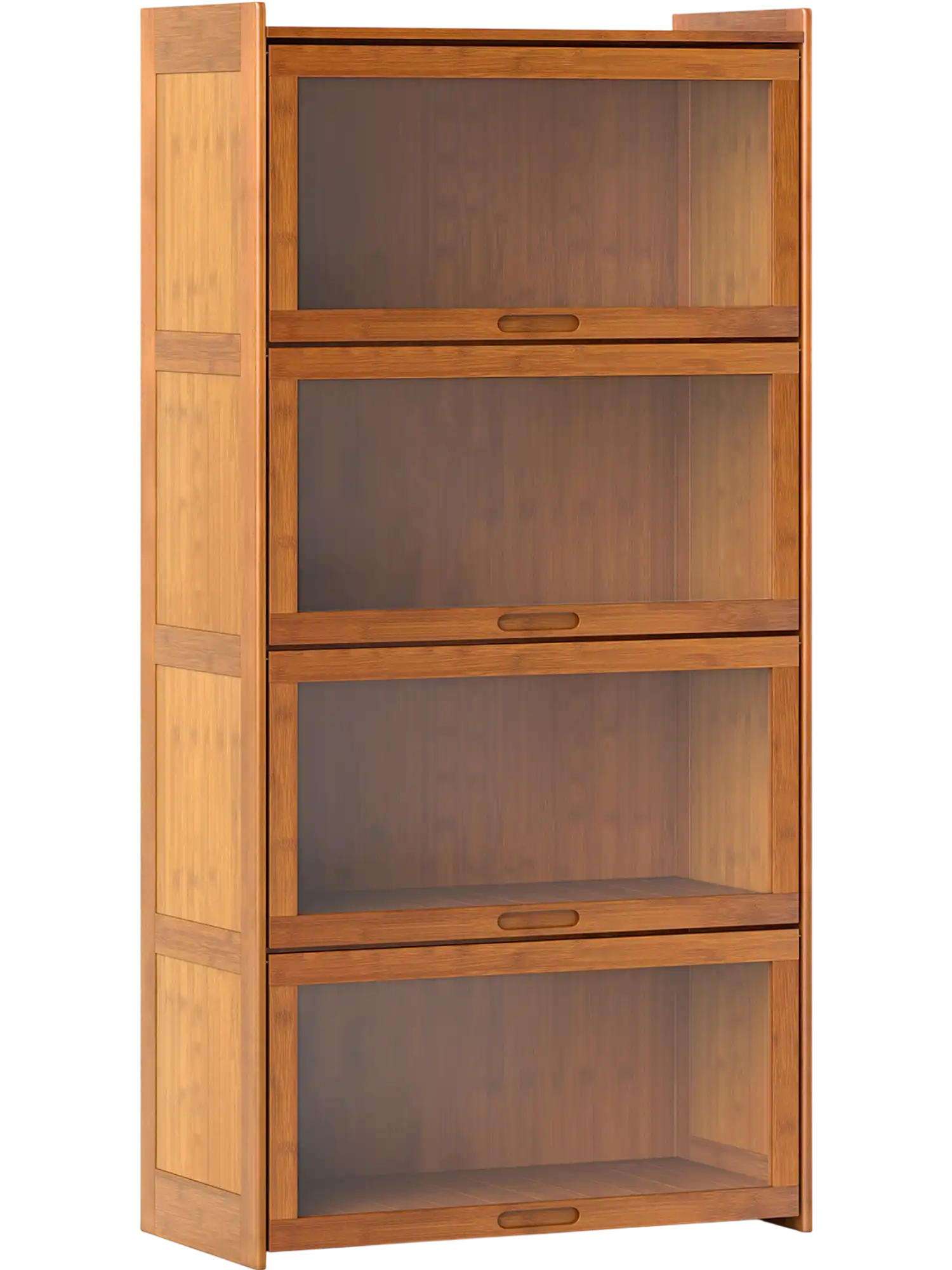Costway 4-Tier Bamboo Bookcase with Doors Bookshelf 168572493 New