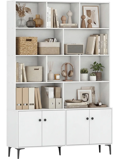 Costway Bookshelf Bookcase w/ 4 Doors Anti-Tipping Kits Home Office 47008066 New