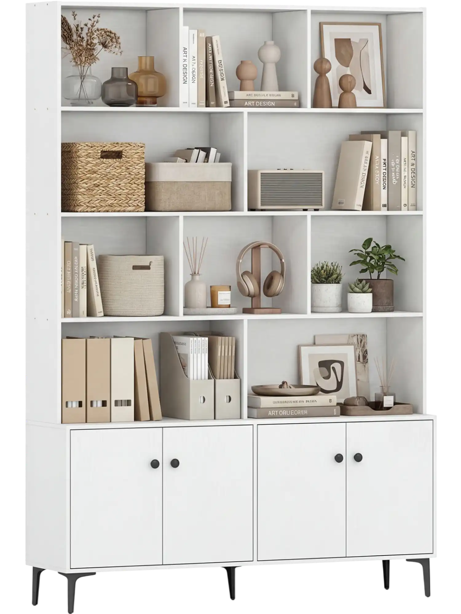 Costway Bookshelf Bookcase 4 Doors Home Office 47008066 New