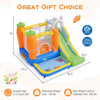 Bounce house for kids aged 3-12 with climbing wall, slide, and ball pit, perfect for backyard parties and gatherings.
