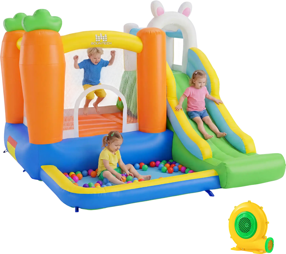 Bounce House for Kids 3-12 with Climbing Wall and 370W Blower for Backyard Party