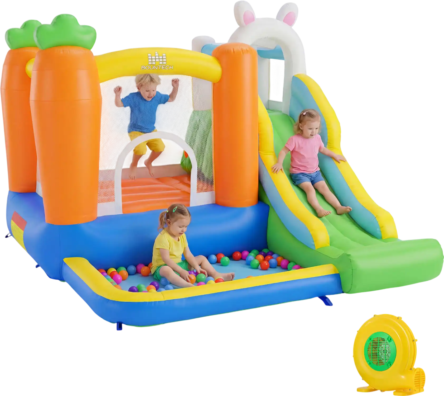 Costway Kids Bounce House w/ Climbing Wall Slide Ball Pit 480W Blower 50454704 New