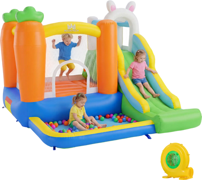 Costway Kids Bounce House w/ Climbing Wall Slide Ball Pit 480W Blower 50454704 New