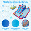 Inflatable bounce house with dual water slides, 3 water cannons, and 950W blower for summer fun and outdoor play.