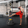 Boxing speed trainer showcasing the durable fillable base with suction cups, ensuring stability during rigorous.