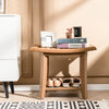Brown waterproof bath stool featuring a slatted design and ergonomic curved seat, perfect for shoe storage or bathroom.