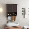 2-Doors Bathroom Wall-Mounted Medicine Cabinet with Towel Bar-Brown - Gallery View 1 of 10