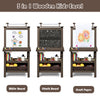 Double-sided 3 in 1 wooden kids easel in brown with whiteboard, chalkboard, and paper roll for creative art activities.