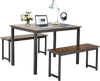 3-piece dining table set with 2 benches in brown, ideal for small spaces, featuring a reinforced metal frame for.