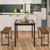 3-piece dining table set featuring a brown wood top and metal frame, perfect for small spaces in dining rooms or.