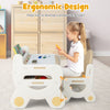 Kids drawing table and chair set in brown, featuring ergonomic design and spacious tabletop for creative activities.