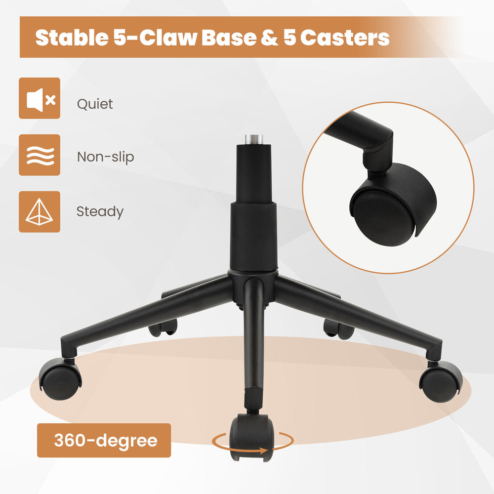 Stable 5-claw base with 5 smooth-rolling casters for the Modern Home Office Chair, ideal for versatile use.