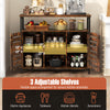 Buffet cabinet with slatted doors and 3 adjustable shelves in rustic brown, ideal for kitchen storage and organization.