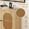 Buffet cabinet with PE rattan doors, showcasing boho charm and sturdy construction, perfect for stylish storage.