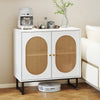Buffet Cabinet Rattan Storage Cabinet with 2 Doors and Adjustable Shelf-White - Gallery View 1 of 9