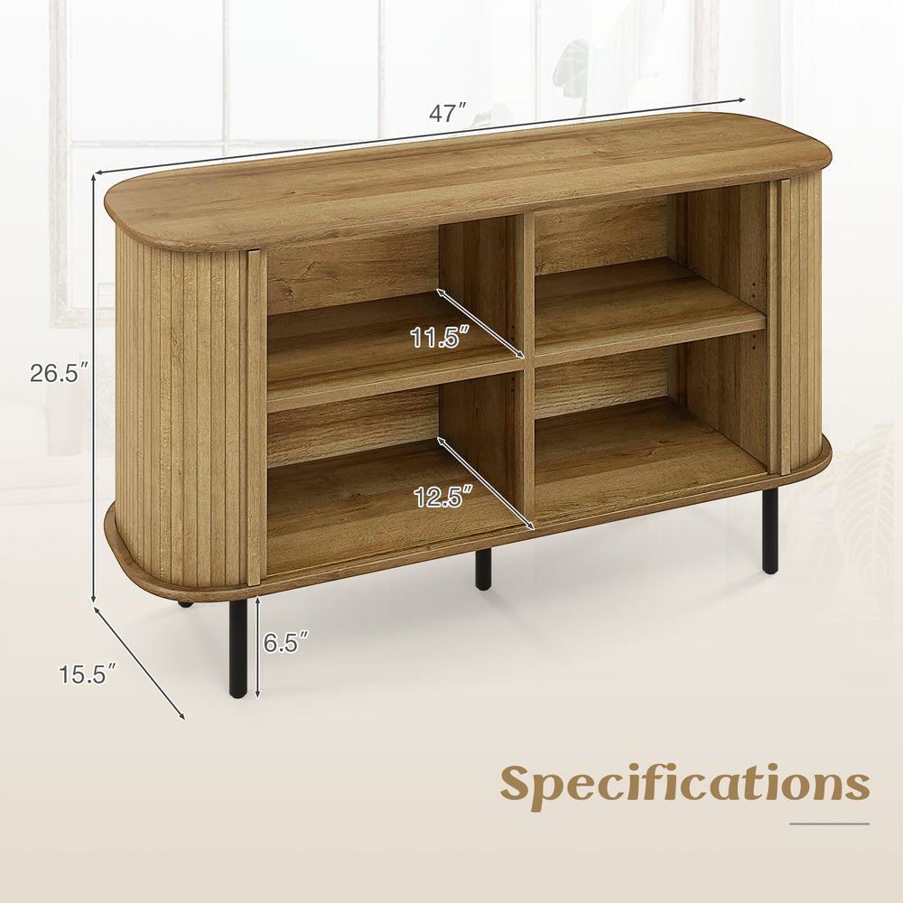 47-inch sideboard buffet cabinet in oak with adjustable shelves, ideal for kitchen or living room storage.