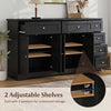 Buffet sideboard in black featuring a 59" countertop, 6 drawers, and 2 adjustable shelves for customized storage.