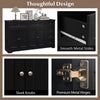 Buffet sideboard in black features a spacious countertop, six drawers, and two cabinets for organized storage solutions.