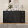 Buffet sideboard in black with a 59" countertop, six drawers, and two cabinets for stylish and organized storage.